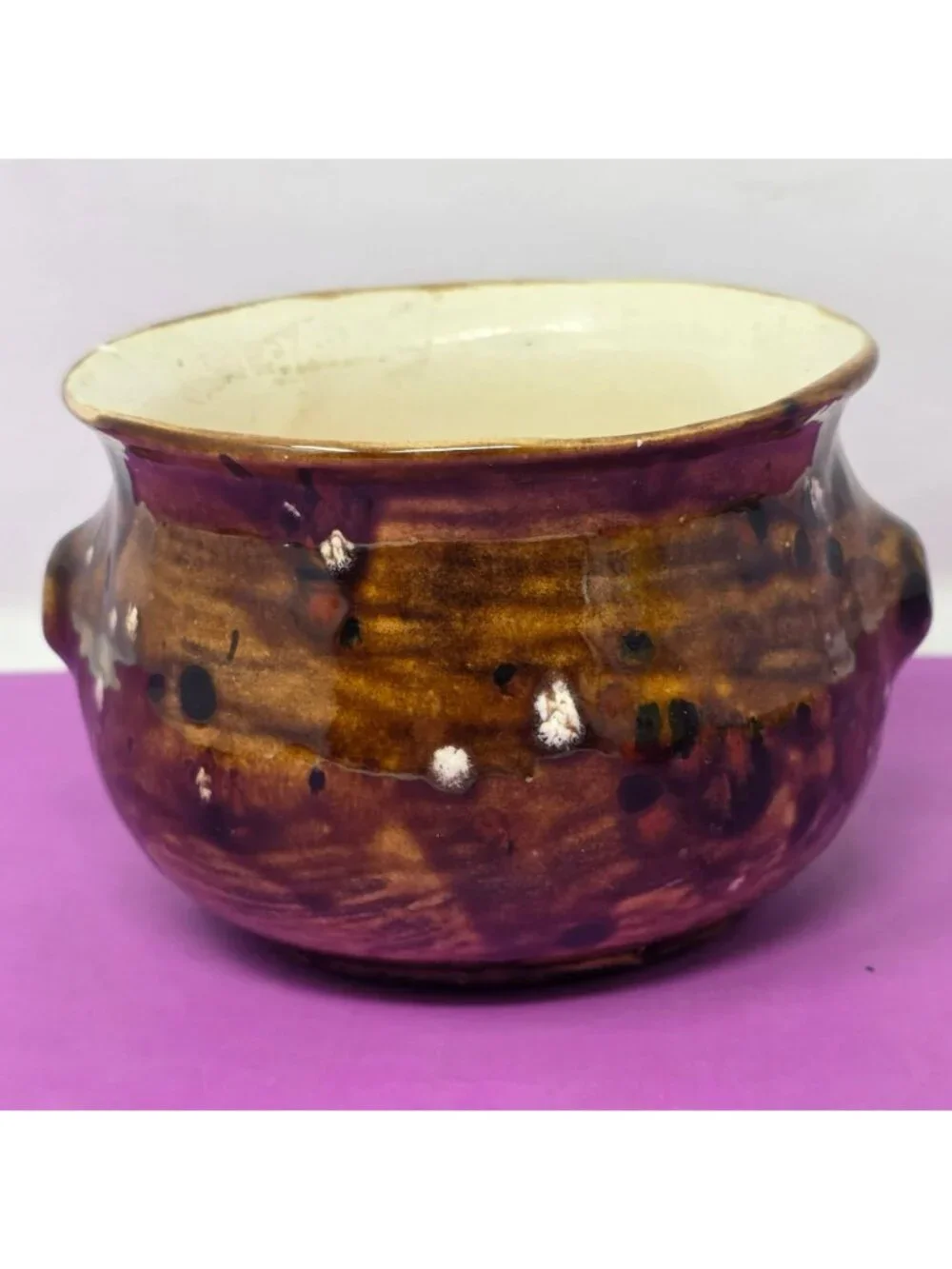 Vintage Angel Gifts by Pattee Handcrafted USA Pottery Bowl‎ Brown Drip Glaze